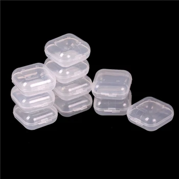 10 бр./компл. Нежна мини-прозрачни пластмасови кутийки за бижута, контейнер за слушалки, Кутия за съхранение