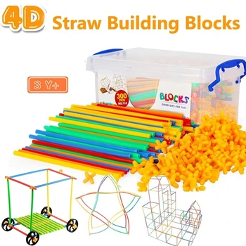 100-700 бр Пластмасови 4D сламени строителни блокове, Туннельная ред, вградени тръбна блокове, строителни играчки за детски подаръци