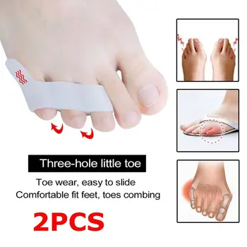 2 елемента Разделители за пръстите на краката с три дупки Прозрачен силикон orthez за пръстите на краката Предпазва краката от Varus Valgu Гел за повторна употреба на Пресата за краката, Грижа за краката