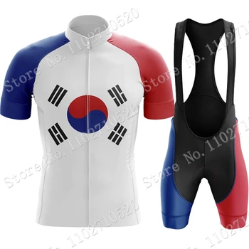 2023 Корейски национален комплект от Джърси за велоспорта, мъжки Дрехи с флага, Годишен Пътен под наем, Синя Риза, Велосипеди лигавник, къси Панталони, Дрехи за МТВ, Майо