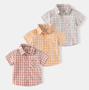 2023 Лятна тениска за малки момчета, тениска с къс ръкав, Ежедневни Каре върховете на Малки Деца, Детски дрехи, фланелка за най-малките момчета MO89