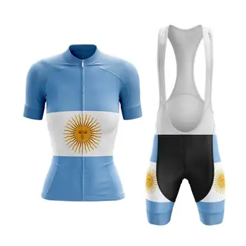 2023 Новото име на отбора на Аржентина на поръчка A2 - Дамски велосипедна фланелка и анцуг, къси панталони