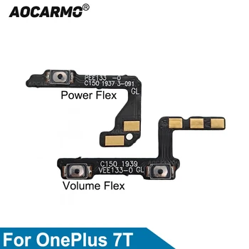 Aocarmo за OnePlus 7T 1 +7t, бутон за включване-изключване, бутон за намаляване на звука, гъвкав кабел, резервни части
