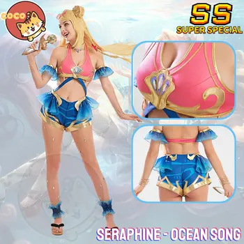 CoCos-SS Играта LOL Ocean Song Seraphine Cosplay Костюм Игра Cos League of Legends Cosplay Костюм Seraphine в Летен стил