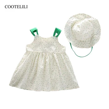 COOTELILI/ Лятна Рокля от 2 теми + шапка За момиче, Комплекти за плажни дрехи за Малките Момичета, Празнична Рокля За по-Малките Момичета За Рожден Ден