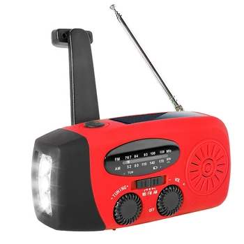 Disaster радио с ръчно задвижвани от слънцето, FM/AM радио сигнал за времето с led подсветка, функция Power Bank