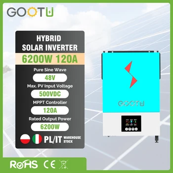 GOOTU 6200W Хибриден Слънчев Инверторен Преобразувател на 6.2 KW 48V 230VAC MPPT Контролер на Заряд на 120A за Слънчеви Панели Безплатна Доставка