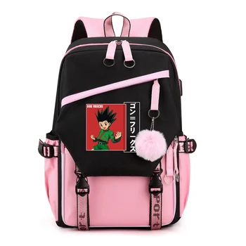 Hunter X Hunter Аниме Училище раница, Дамска чанта на рамото, мъжка чанта с голям капацитет, училищен раница за тийнейджъри, Kawaii Sac A Dos