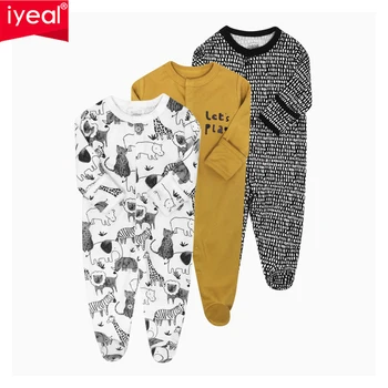 IYEAL/детска пролет-есен пижама от 100% памук, костюм Bebe, домашно облекло, гащеризони за бебета, дрехи за малките момчета и момичета, 3 бр./лот