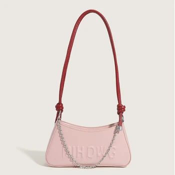 JIOMAY, модерна дамска чанта за през рамото от изкуствена кожа 2023, прости контрастни цветове, дизайнерски чанти, дамски квадратна чанта с буквенной на веригата