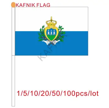 KAFNIK, 20/10/50/100 бр. Банер с флага Сан-Марино, безплатна доставка, който да се вее флаг, Национален флаг, Сан-Марино, 14*21 см