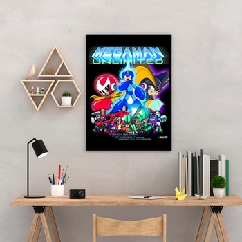 Mega Man Unlimited видео игра Корица на Плакат Печат на платно Декорация на дома, Стенни живопис (без рамка)