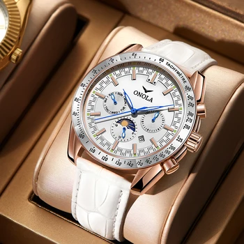 ONOLA 2023 Нов модерен мъжки часовник ежедневни механични часовници Мъжки луксозни кожени кухи автоматични часовници