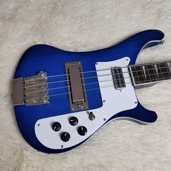 Ricken 4003 Подпомагаща бас-електрическа китара Прозрачен син цвят Хром профили Благородна китара Rarra Безплатна Доставка