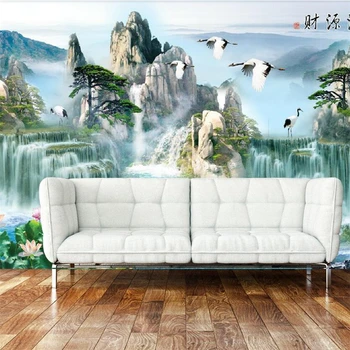 wellyu китайските източници на пари катящийся водопад пейзаж ТЕЛЕВИЗИЯ фон на стената потребителски големи стенни тапети papel de parede