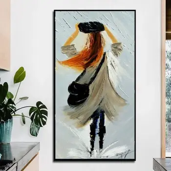 Акрилна боя за рисуване, живопис на големия размер, 100% Ръчно рисувани, абстрактно оранжевото стенно изкуство за Декорация на дома