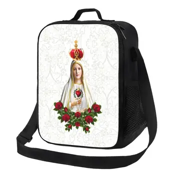 Богородица Фатимская, Дева Мария, изолирано чанта за обяд, Женски португалски розова градина, католически охладител, термобокс за Bento, деца, ученици