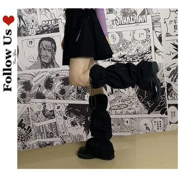 Дамски чорапи с завязками, стилен обков, тъмни готически многослойни черни гамаши, японски дамски чорапи в стил уличен харадзюку