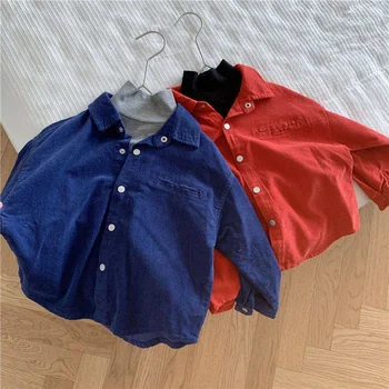 Детска блуза за момчета, яке, връхни дрехи, новост 2023 г., пролетно-есенни ризи, памук подарък, големи размери на детски дрехи