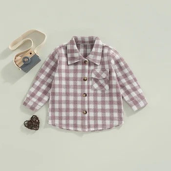 Детска клетчатая риза, сако, всекидневни жилетка с ревера и дълъг ръкав копчета, яке за момичета и момчета, пролет-есен ежедневното палто