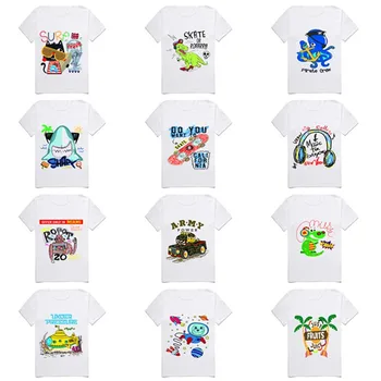Детска лятна нова тениска с кръгло деколте за момчета и момичета, скъпа риза с къси ръкави от анимационни филми, детски топ