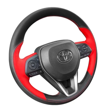 За Toyota Camry, RAV4 2018-22, кожено, спортно зашити на ръка на капака на волана, вътрешна капачка
