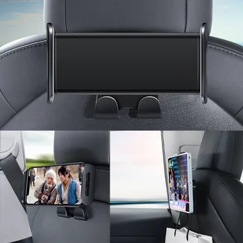 За модел на Tesla 3 Y титуляр за телефон на задната седалка кука, завъртане на поставка, стойка за телефон, таблет, iPad, столче за кола, притежател на конзолата, автомобилни аксесоари