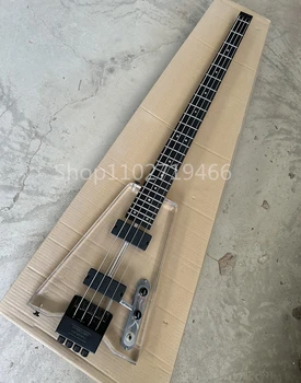Заводска акрилна 4-струнен Електрически бас-китара без глава, лешояд от палисандрово дърво, Черна профили, Адаптивни