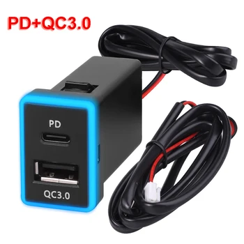 Зарядно за кола USB C PD QC3.0 С Двоен USB-конектор За Бързо Зарядно Устройство 12V За Зареждане на Телефона, Адаптер за Захранване, Изход За Toyota KO