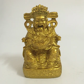 Златен китайски фън шуй, Статуята на Бога на богатството на Буда, скулптура, Щастливи подаръци, Бижута от смола, Статуи на Буда, Украса за дома