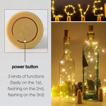 Коледна украса led накрайник за винени бутилки, осветителна верига с Дължина 2 м, притискателния ключ с дължина 20 м, цветен кабел от медна тел