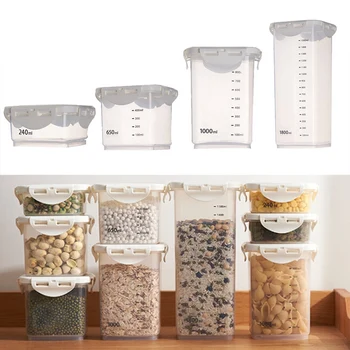 Контейнери за съхранение на храна Организация за съхранение в кухнята Кухненски кутия за съхранение на Кутии с мащаба на Кухненски резервоар за съхранение на зърнени храни за домашни ЛЮБИМЦИ