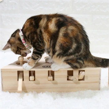 Котка играе обучение играчка Gopher поведение масивно дърво забавление Пат машина весела нож играчка домашни любимци играчки котенца аксесоари