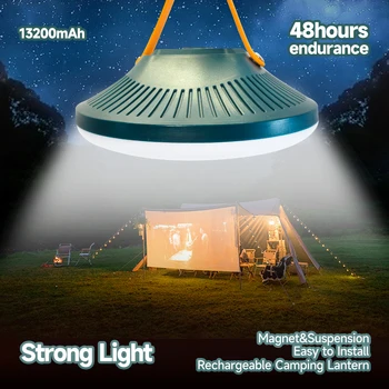Лампа за къмпинг капацитет 13200 ма батерия, преносимо аварийно осветление с магнит, лампа за палатка с регулируема яркост, 1800ЛМ, мощна външна водоустойчива работна лампа