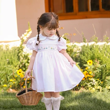 Лятна рокля с шарките на брат и Сестра, за момичета, детски дрехи с бродерия на цветя за малки момичета, булчински облекла принцеса в испански стил, Vestidos