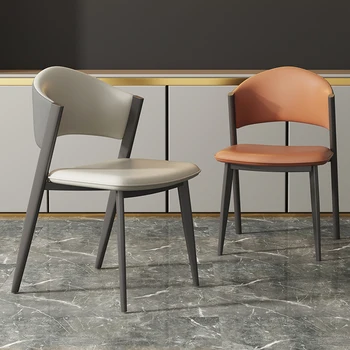 Модерни трапезни столове Луксозен и ергономичен дизайн от метал и кожа, Столове за сядане, бюро, Плотове, Мебели за тераса