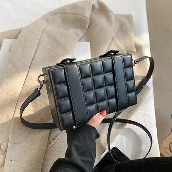 Модни дамски чанти през рамо със стил кутии от изкуствена кожа, квадратна чанта на рамото за дамски партита, дамски портмонета И чанти