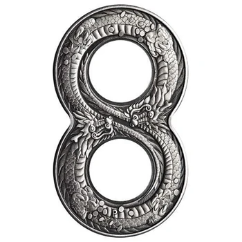 Немагнитная Австралия 2018 Фигурка 8 Fortune Dragon, Антични възпоменателна сребърна монета с тегло 1 унция, сувенирни подаръци