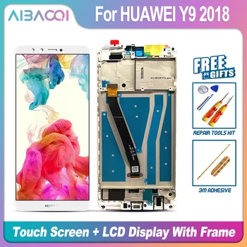 Нов Оригинален LCD дисплей с Сензорен Екран + Рамка + Смяна на захранващия Кабел в Събирането На HUAWEI Y9 2018 STK-LX1