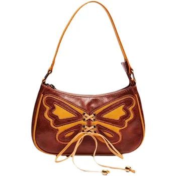 Нова модерна чанта през рамо с шарени пеперуди, чанта за подмишниците, ежедневна дамска чанта в стил ретро