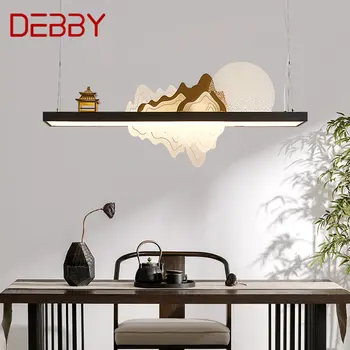 Подвесная led лампа в китайски стил TEMAR, творчески zen-дизайн, ландшафтна таванна полилей за домашно чайната, интериор на трапезария