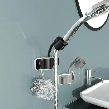 Поставка за душ глави Стабилна Регулируема поставка за душ ABS Скоба за душ глави от падане със самозалепваща стикер за Монтиране за душ глава