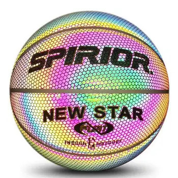 Светлинен баскетболен отразяваща на баскетболна топка, размер 7 29,5, флаш баскетболен нажежен баскетболна топка за нощни игри, идеални подаръци