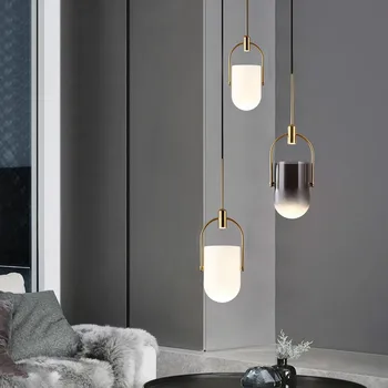 Скандинавска креативна стъклен полилей art U-образна нощна led лампа за хранене 