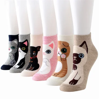 Топли дамски къси чорапи с герои от анимационни филми, пролет-лято-есен, сладък дамски чорапи с животни, цветни памучни чорапи до глезена на крака за жени и момичета