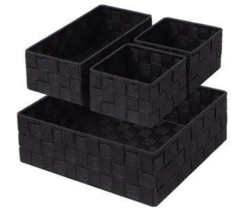 Тъкани каишка Кутия за съхранение, кошница за кубчета, разделител контейнери за организиране на