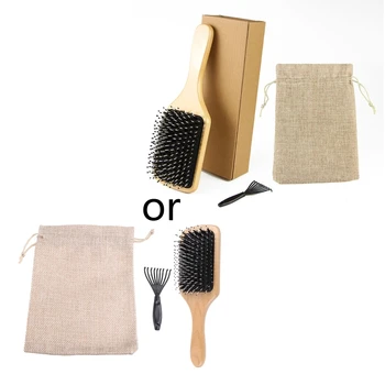 Четка за коса с четка за жени, мъже, деца, бамбук гребен-гребло за влажни суха коса, разглаживающая, массирующая E0BC
