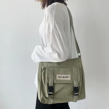 Японската проста чанта-месинджър, корея, чанта, студентски найлон водоустойчива холщовая чанта, Чанта през рамо за жени, Ежедневни чанти