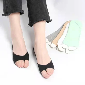 Японски дамски чорапи с протекающим пръсти, чорапи с разрезным рибено уста, невидими чорапи-лодки, силиконови памучни чорапи на едро, цветни чорапи с две чорапи